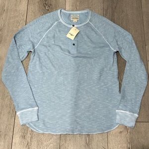 NWT Lucky Brand Thermal Henley Light Blue Sz L
